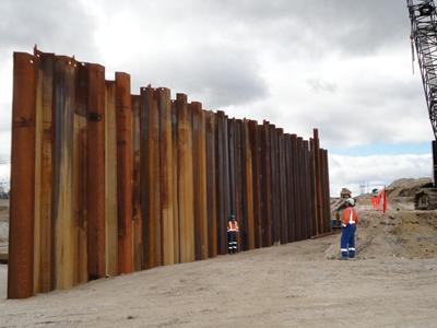 Design do sistema de apoio Estacas Pranchas de Aço cofferdam